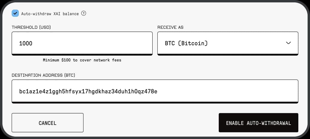 Auto-withdraw Example